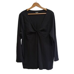 Old Navy Maternity Twist Front Long Sleeve‎ Top XXL Black Ribbed Knit